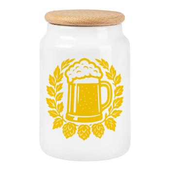 Bier - Cookie Jar with Wooden Lid - white - Front