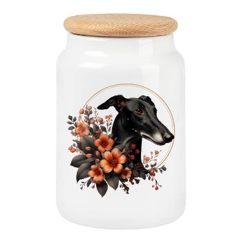 Galgo Blackbeauty No02 - Cookie Jar with Wooden Lid - white - Front