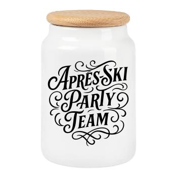 Équipe de la fête d’après-ski - Boîte à biscuits avec couvercle en bois - blanc - Devant