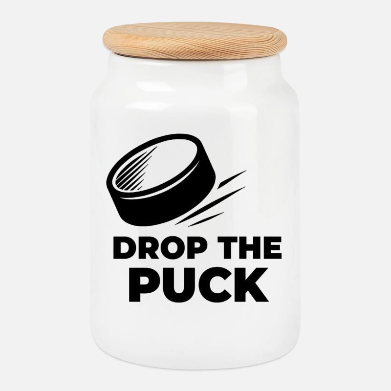 DROP_THE_PUCK - Keksdose mit Holzdeckel - Weiß