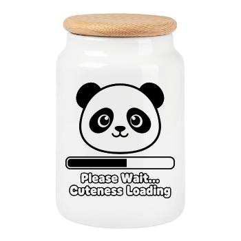 Panda Écran de chargement Peluche - Boîte à biscuits avec couvercle en bois - blanc - Devant