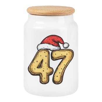 47 Number Cookie Christmas - Cookie Jar with Wooden Lid - white - Front