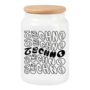Techno wavy logo design. - Cookie Jar with Wooden Lid - white - Front