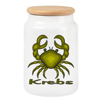 Signe du zodiaque Cancer en bleu - Boîte à biscuits avec couvercle en bois - blanc - Devant