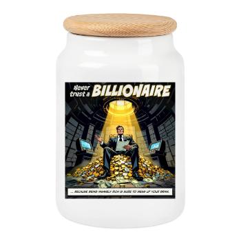 Ne fais pas confiance à un milliardaire - Boîte à biscuits avec couvercle en bois - blanc - Devant