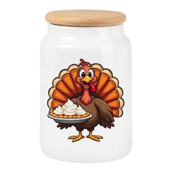 Thanksgiving Lustiger Thanksgiving Truthahn - Keksdose mit Holzdeckel - Weiß - Vorne