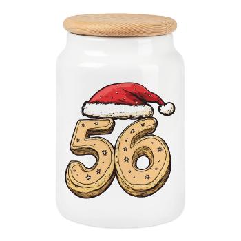 Biscuit de Noël à 56 chiffres - Boîte à biscuits avec couvercle en bois - blanc - Devant