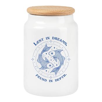 Pisces Zodiac Sign – Dreamy Astrological Gift - Keksdose mit Holzdeckel - Weiß - Vorne