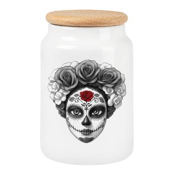 SANTA MUERTE - dark hell - Boîte à biscuits avec couvercle en bois - blanc - Devant