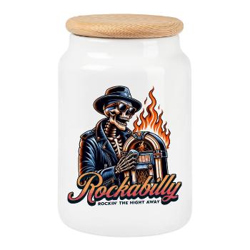 Rock and Roll Always and Forever Rockabilly 2025 - Keksdose mit Holzdeckel - Weiß - Vorne