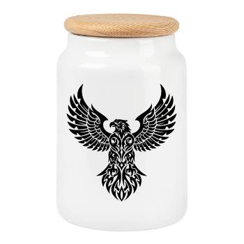 L’aigle tribal – symbole de force et de liberté - Boîte à biscuits avec couvercle en bois - blanc - Devant