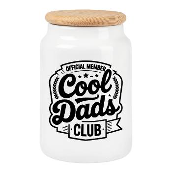 Official Member – Cool Dads Club - Cookie Jar with Wooden Lid - white - Front