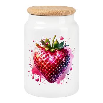 Costume de carnaval Fraise - Boîte à biscuits avec couvercle en bois - blanc - Devant