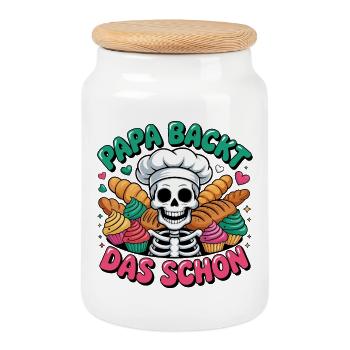Dad Bakes The Beautiful Skeleton Cupcakes - Cookie Jar with Wooden Lid - white - Front