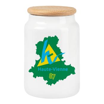 Haute-vienne 87 - Boîte à biscuits avec couvercle en bois - blanc - Devant