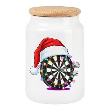 Cible de fléchettes avec Bande dessinée du Chapeau du Père Noël - Boîte à biscuits avec couvercle en bois - blanc - Devant
