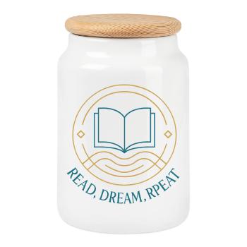 Read. Dream. Try again. - Cookie Jar with Wooden Lid - white - Front