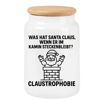 claustrophobie witziger weihnachts spruch  - Keksdose mit Holzdeckel - Weiß - Vorne