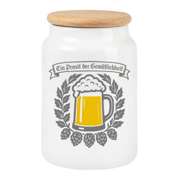 Ein Prosit der Gemütlichkeit - Cookie Jar with Wooden Lid - white - Front