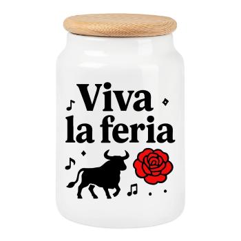 Motif Vive La Féria Taureau Banda Sud-Ouest - Boîte à biscuits avec couvercle en bois - blanc - Devant