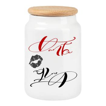 thank you - Cookie Jar with Wooden Lid - white - Front