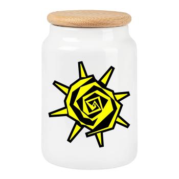 Jaune néon spirale solaire - Boîte à biscuits avec couvercle en bois - blanc - Devant
