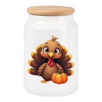 Thanksgiving Truthahn Baby - Keksdose mit Holzdeckel - Weiß - Vorne