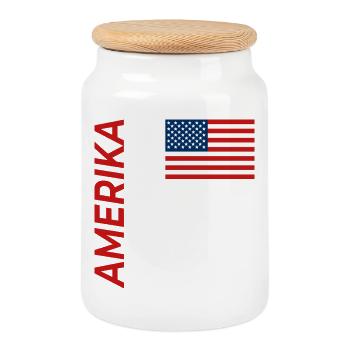 Washington - Cookie Jar with Wooden Lid - white - Front