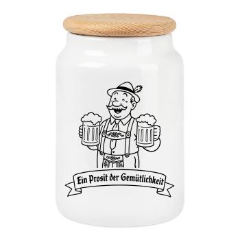Herr Bier - Ein Prosit der Gemütlichkeit - Keksdose mit Holzdeckel - Weiß - Vorne