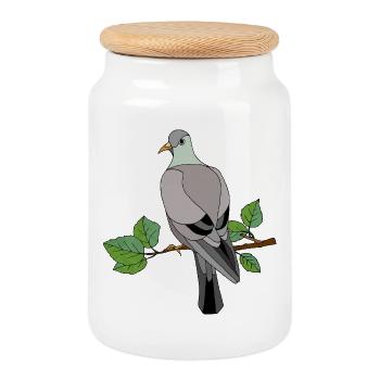Colorful bird - Cookie Jar with Wooden Lid - white - Front