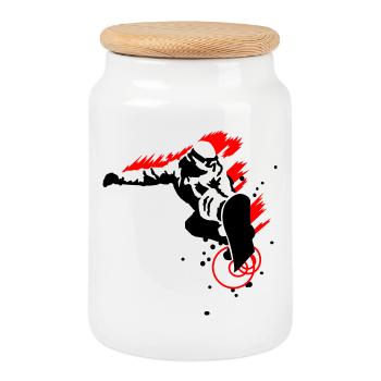 Snowboarder - Keksdose mit Holzdeckel - Weiß - Vorne