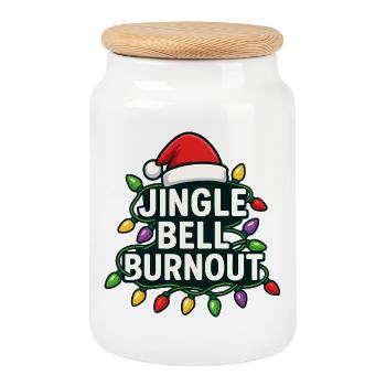 Jingle Bells, Burnout, Weihnachten, subtiler Humbu - Keksdose mit Holzdeckel - Weiß - Vorne