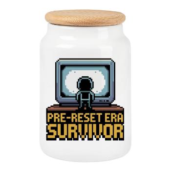 Pixel Art de Survivor de l’ère pré-reset - Boîte à biscuits avec couvercle en bois - blanc - Devant