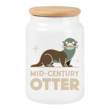 Mid-Century Otter - Keksdose mit Holzdeckel - Weiß - Vorne
