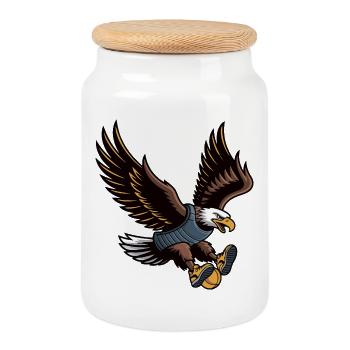 Majestic Eagle Mascot in Armor - Cookie Jar with Wooden Lid - white - Front