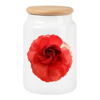Roter Blütenzauber Camellia - Keksdose mit Holzdeckel - Weiß - Vorne