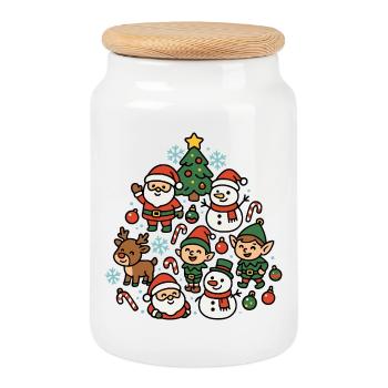 Monde de Noël avec la neige du Père Noël - Boîte à biscuits avec couvercle en bois - blanc - Devant