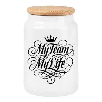 My Team My Life - Cookie Jar with Wooden Lid - white - Front