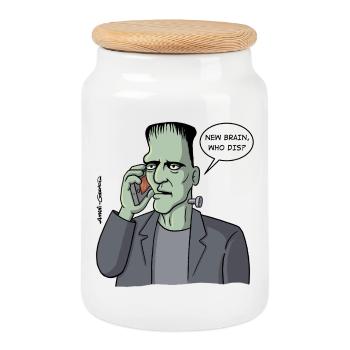 Nouveau cerveau, qui ? - Boîte à biscuits avec couvercle en bois - blanc - Devant