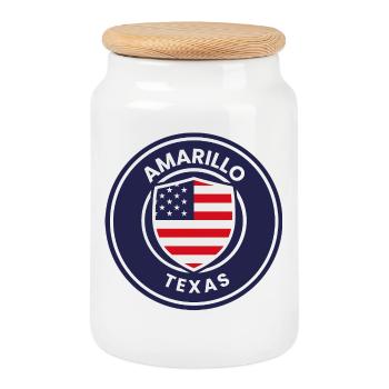 Insigne texan dans l’écu américain - Boîte à biscuits avec couvercle en bois - blanc - Devant
