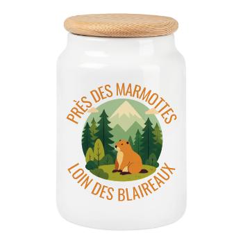 Marmotte Alpine en Forêt - Boîte à biscuits avec couvercle en bois - blanc - Devant