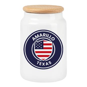 Emblème du Texas Amarillo - Boîte à biscuits avec couvercle en bois - blanc - Devant