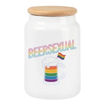 I'm Beersexual - Cool Beer Logo - Cookie Jar with Wooden Lid - white - Front