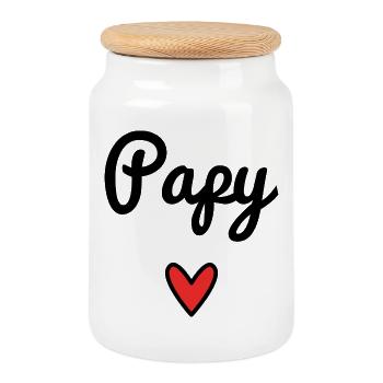 PAPY. PAPA. FÊTE DES PÈRES. BONNE FÊTE PAPA - Boîte à biscuits avec couvercle en bois - blanc - Devant