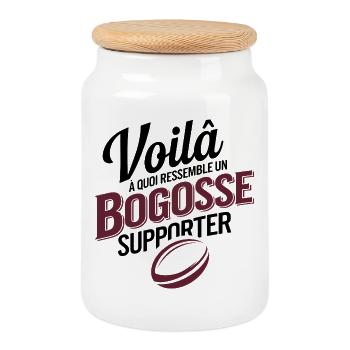 Bogosse rugby supporter  - Boîte à biscuits avec couvercle en bois - blanc - Devant