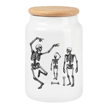 SKELETONS DANCER #1 - black & white - Boîte à biscuits avec couvercle en bois - blanc - Devant