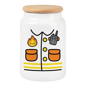 Costume de pompiers Costume Carnaval Costume de Carnaval - Boîte à biscuits avec couvercle en bois - blanc - Devant