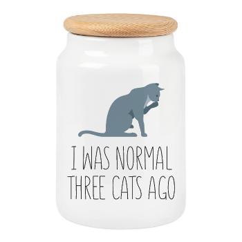 I Was Normal Three Cats Ago - Cookie Jar with Wooden Lid - white - Front