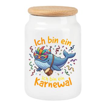 Ich bin ein Karnewal Konfetti Damen Karneval Lusti - Keksdose mit Holzdeckel - Weiß - Vorne
