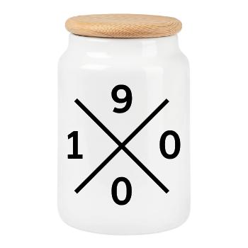 1900 Mönchengladbach Fan Shirt, Top, Socks - Cookie Jar with Wooden Lid - white - Front